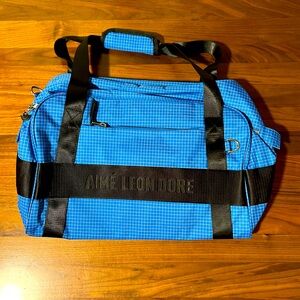 Aime Leon Dore Ripstop Nylon Duffle Bag Blue Woven Logo ALD Queens